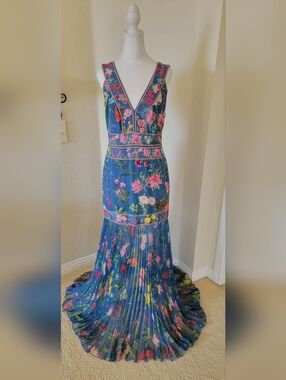 Tadashi Shoji Women's FloralV-Neck Multicolor MaxiDress,  Size 8